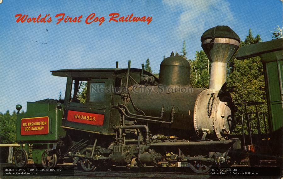 Postcard: "Waumbek" Locomotive, Mt. Washington Cog Railway, White Mountains, New Hampshire